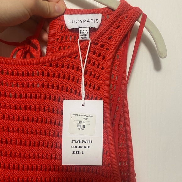 NWT Lucy Paris Red Knit Dress, Size L - Picture 4 of 7